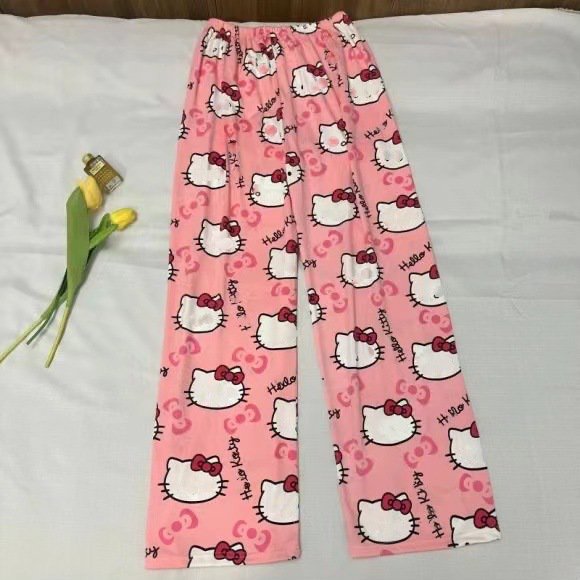 Pantalones para caminar pijamas de dibujos animados para mujer verano fino suelto nuevo estilo hogar casual verano pantalones con aire acondicionado se pueden usar afuera