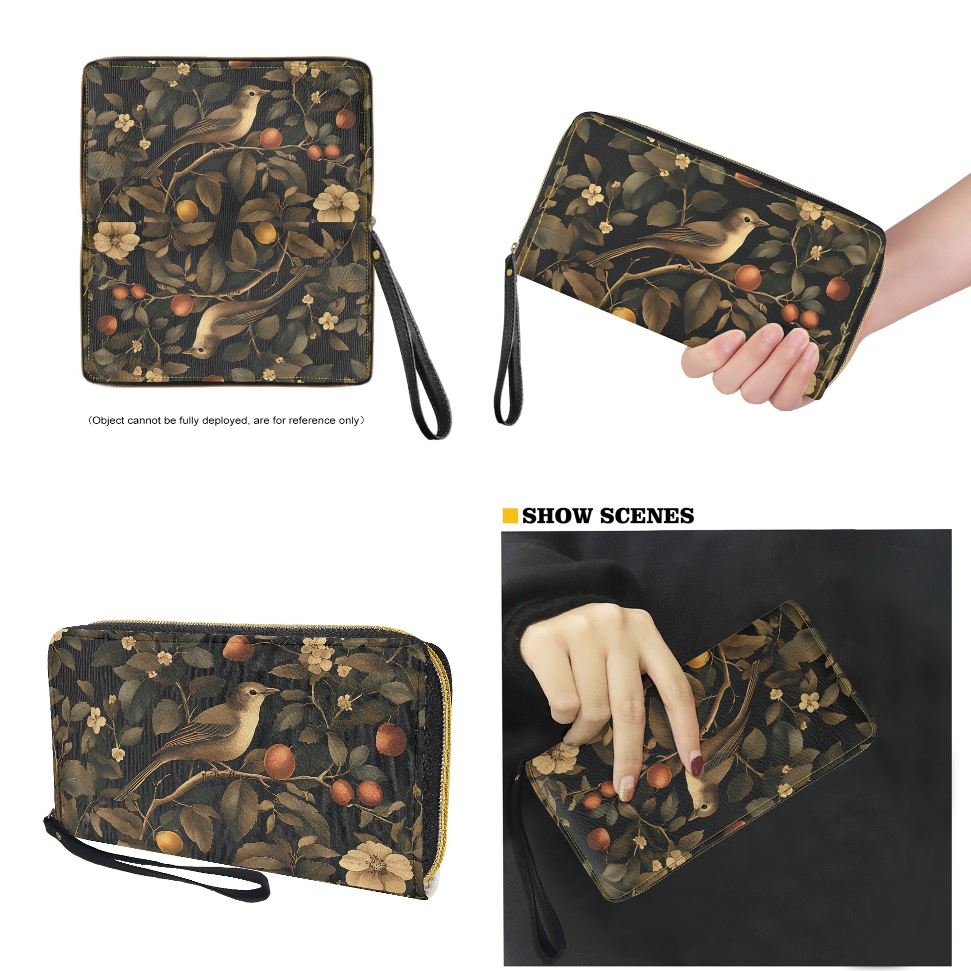ZUXONGSY Bird Fruit Floral Print Womens Wallet and Purse Set Tote Bag Hobo Shoulder Handbag with Matching Purse Pu Leather Top Handle Handbag