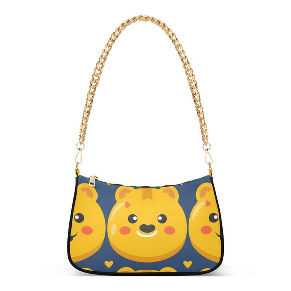 Bear Face YellowWomen Small Shoulder Bag Crossbody Tote Hobo Bags Purse Clutch Handbags with Chain Strap for Women