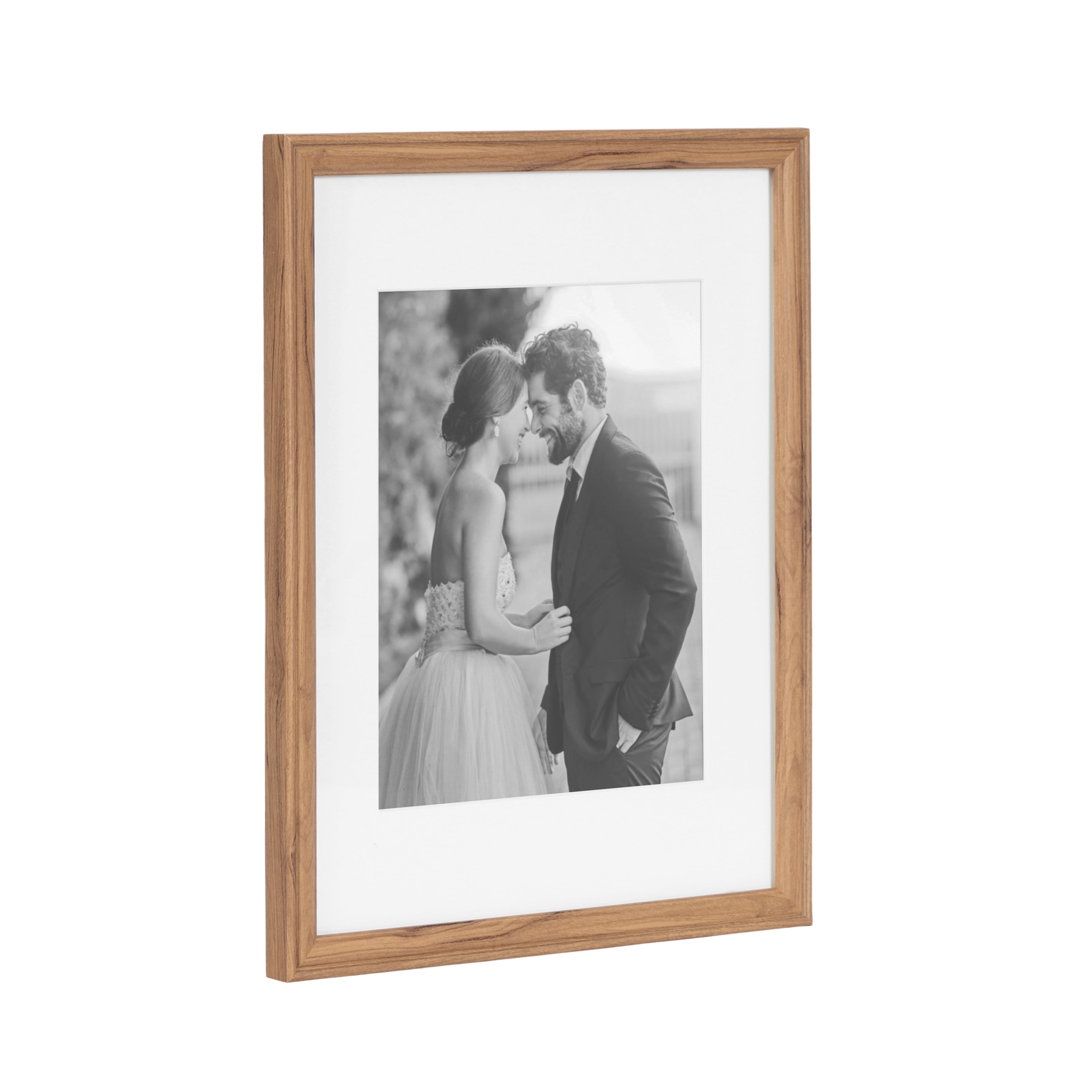Kate and Laurel Adlynn Rectangle Picture Frame Set of 4, 11 x 14 matted to 8 x 10, Brown, Transitional Four-Piece Frame Set for Gallery Wall Frame Set in Living Room Wall Decor