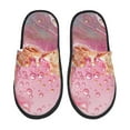 thumbnail image 1 of Lsque Abstract Pink Gold Splash Print Fuzzy Slippers Fuzzy Soft House Slippers Plush Furry Warm Cozy Open Toe Fluffy Home Shoes-Medium, 1 of 8