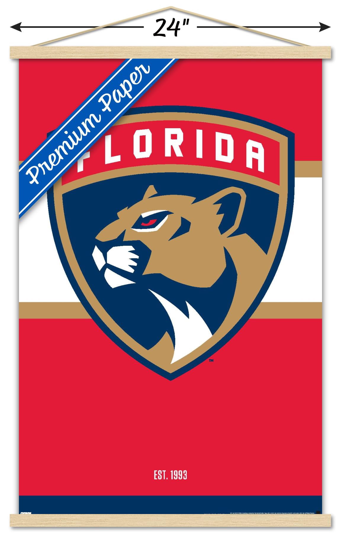 NHL Florida Panthers - Logo 21 Wall Poster with Wooden Magnetic Frame, 22.375" x 34"