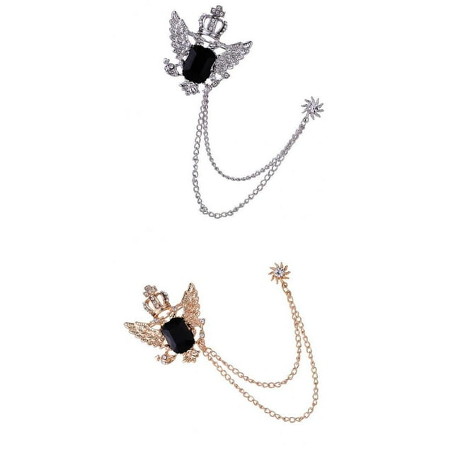 2pcs Broche De Cadena Forma Cistalina Alfiler Decorativo Para De Mujer Hombre