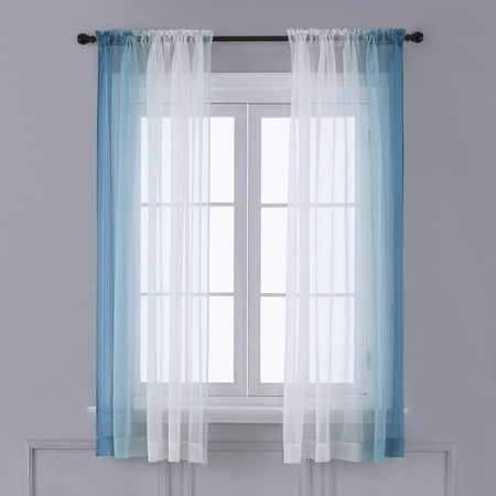 Ombre Sheer Curtains Faux Linen Gradient Semi Voile Rod Pocket Bedroom And Living Room Set Of 2 Window Curtain Panels 52 W X 84 L Canada Ombre Sheer Curtains Faux Linen, 63 Inch Sheer Curtains Target