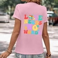thumbnail image 4 of WEIWEN Autism Awareness Shirts for Women Love Needs No Words Teacher Tshirts Crew Neck T-Shirt Womens Tops Dressy Casual Outfits (Pink, XL), 4 of 5