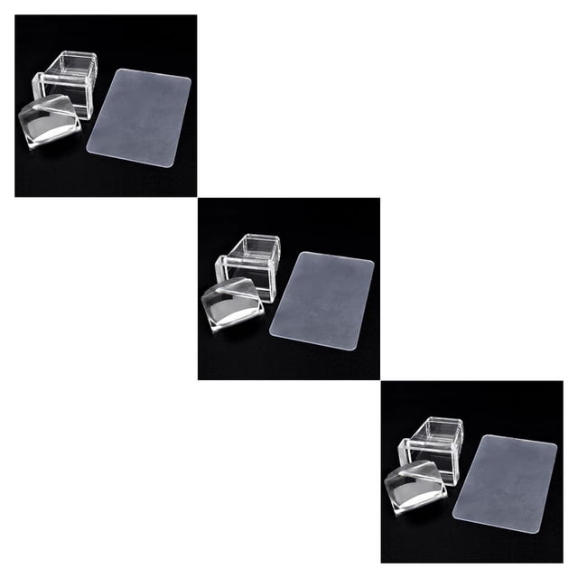 Unatoiry 1 Ensemble de Tampon à Ongles Rectangulaire en Silicone, Poignée Transparente, Outils de Manucure, 1pcs 3Ensemble