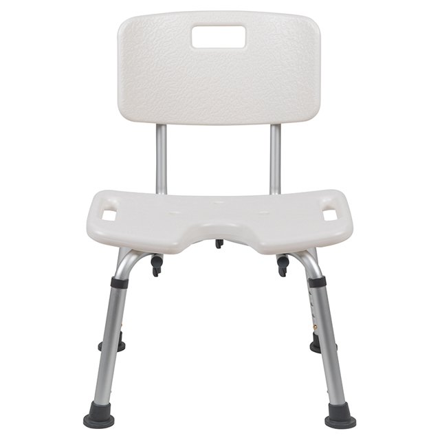Silla de ducha y bañera Flash Furniture Serie HERCULES blanca ajustable con recorte en forma de U 300 lb