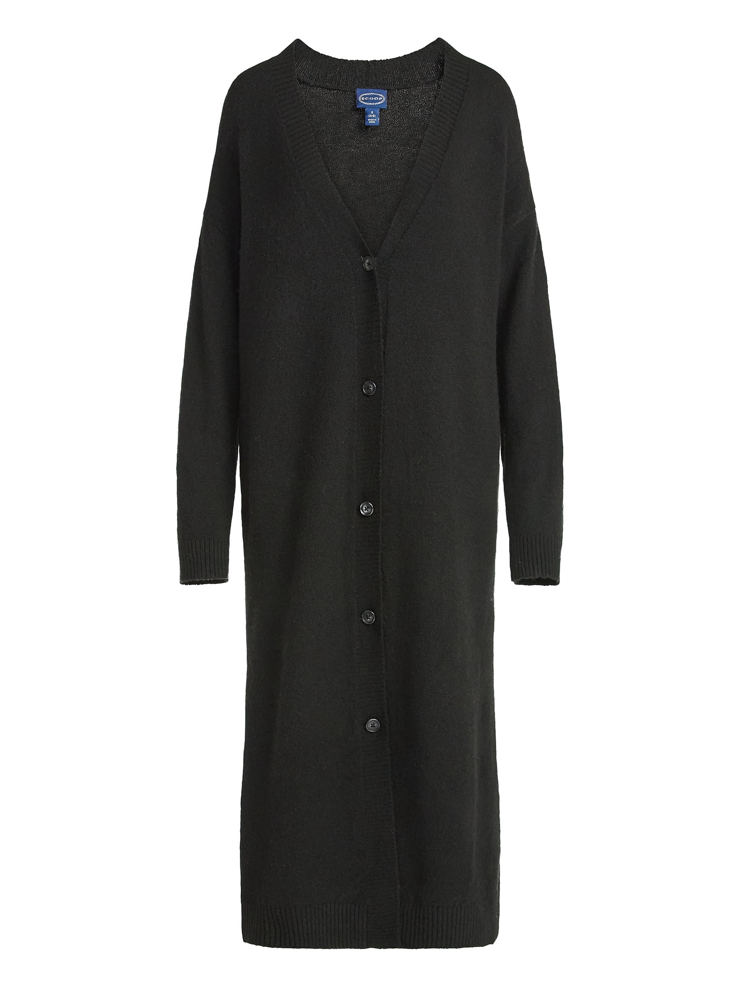 Scoop Women's and Women's Plus Button Front Maxi Cardigan Sweater, Midweight, Sizes, XS-4X