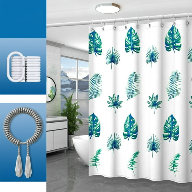 Waterproof Bathroom Shower Curtain, Colourful Polyester Fabric with Punch-Free Design, Stylish Shower Partition and Door Curtain for Home and Spa Decor