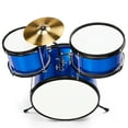 thumbnail image 5 of HUJHKIO 3-Piece Kids Drum Set, Junior Drum Kit with Stool, Cymbal, Pedal & Sticks, Portable Childrens Drum Set, Musical Toys Gift for Boys & Girls, Dark Blue, 5 of 9
