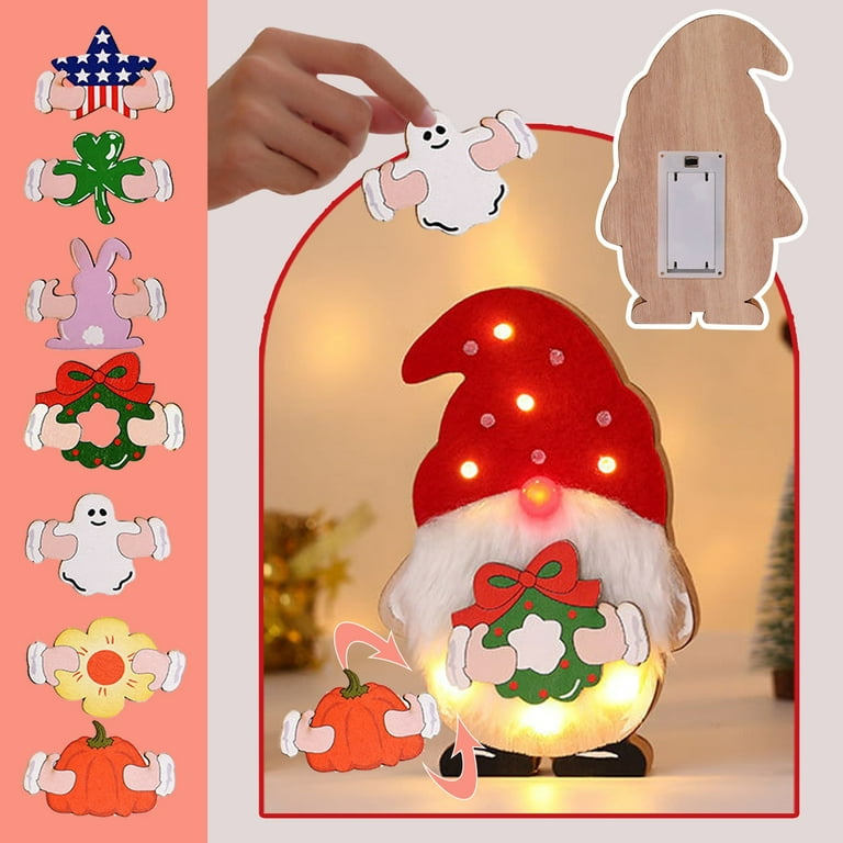DIY Ornaments Wooden Christmas Luminous Ornaments Christmas Doll Decorations Multifunctional Decoration & Hangs Yutnsbel, Men's, Size: One size, As