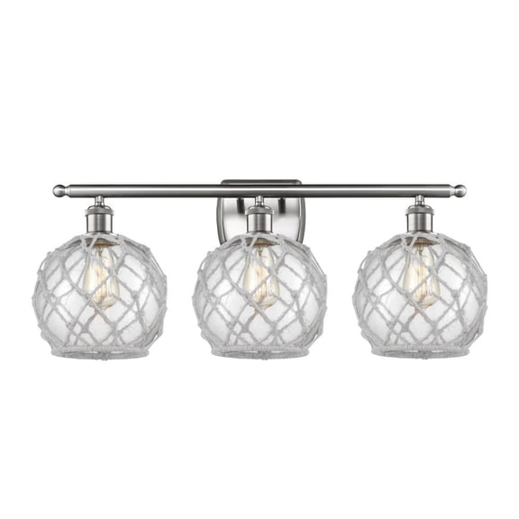 516-3W-SN-G122-8RW-LED-Innovations Lighting-Farmhouse Rope - 10.5W 3 LED Bath Vanity In Industrial Style-13 Inches Tall and 26 Inches Wide Brushed