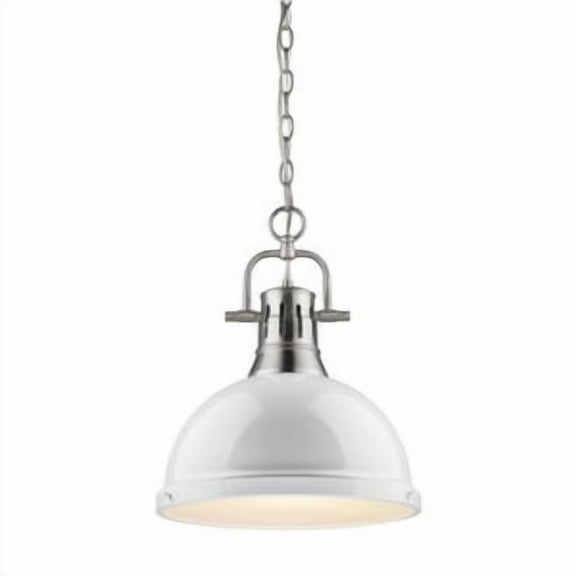 Yep by Golden Lighting Duncan 1-light 14in Chain Hung Pendant in Pewter and White shade