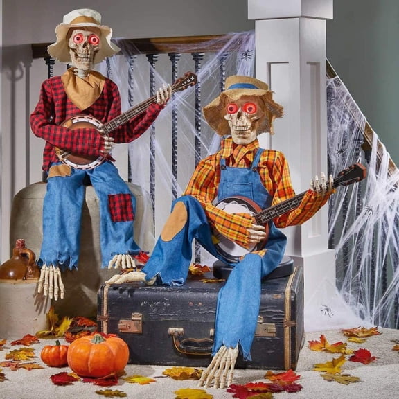 Noothes Animated Halloween Skeleton, Musical Singing Skeleton Prop for Halloween Decorations Spooky Party Home Indoor Outdoor Display