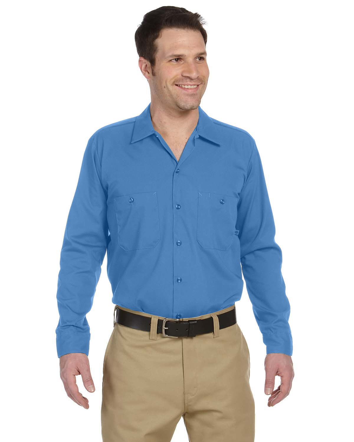 Dickies Ll535 Mens 4.25 Oz Navy Blue Industrial Long Sleeve Work Shirt