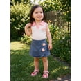 thumbnail image 5 of BemeyourBBs Toddler Baby Girl Summer Clothes Kids Baby Girl 2 Piece Cherry Denim Outfits Cherry Decor Lapel V-Neck Tank Vest Tops Jeans Denim Shorts Skirt Skorts Set, 5 of 9