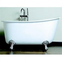 Cambridge Plumbing Inc SWED54-NH-CP Cast Iron Swedish Slipper Tub 54 x 30 in. with No Faucet Drillings and Polished Chrome Feet