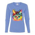 thumbnail image 2 of Wild Bobby Dean Russo Colorful Blue Eyes Cat Cat Lover Women Graphic Long Sleeve Tee, Light Blue, X-Large, 2 of 5