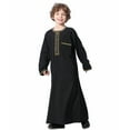 thumbnail image 6 of IBTOM CASTLE Robe for Boys Muslim Long Sleeve Thobe Abaya Saudi Arab Kaftan Islamic Zipper Arabic Dubai Dress with Pockets 13-14 Years Black, 6 of 8