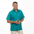 thumbnail image 5 of Traditional Cotton Blend Guayabera Men’s Short Sleeve Shirt (Jade, 3X-Large), 5 of 6