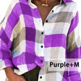 thumbnail image 3 of Sonducket Blusa de mujer de manga larga de color suelta Top Block camisa a cuadros Casual Loose Top ropa de otoño Prendas para la parte del cuerpo Violeta METRO Sonducket AP003725-07, 3 of 6