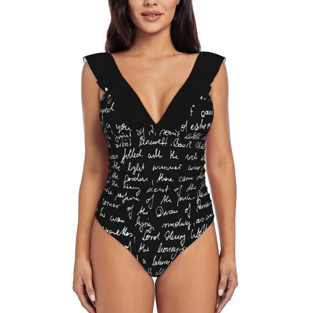 The Picture Of Dorian Gray ( Beginning Of Ch. 1 ) Deep V-Neck Halter One-Piece Swimsuit Ladies Monokini Beach Bathing Suits