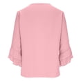 thumbnail image 5 of Womens 3/4 Sleeve Shirts V Neck Ruffle Hem Solid Color Blouse Fashion Elegant Flowy Loose Dressy Tops Holiday Party Summer Outfits, 5 of 5
