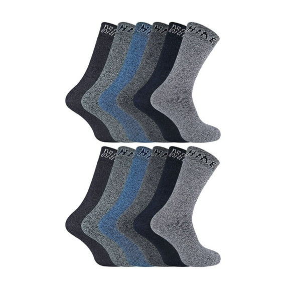 12 Pairs Mens Cushioned Crew Hiking Socks | Sock Snob | Breathable Walking Boot Socks