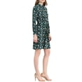 thumbnail image 4 of INSPIRE CHIC Robe Fleurie pour Femme Col Montant Manches Longues Taille à Nouer Longueur Genou Robe Bohème TG Satin Vert Foncé, 4 of 8