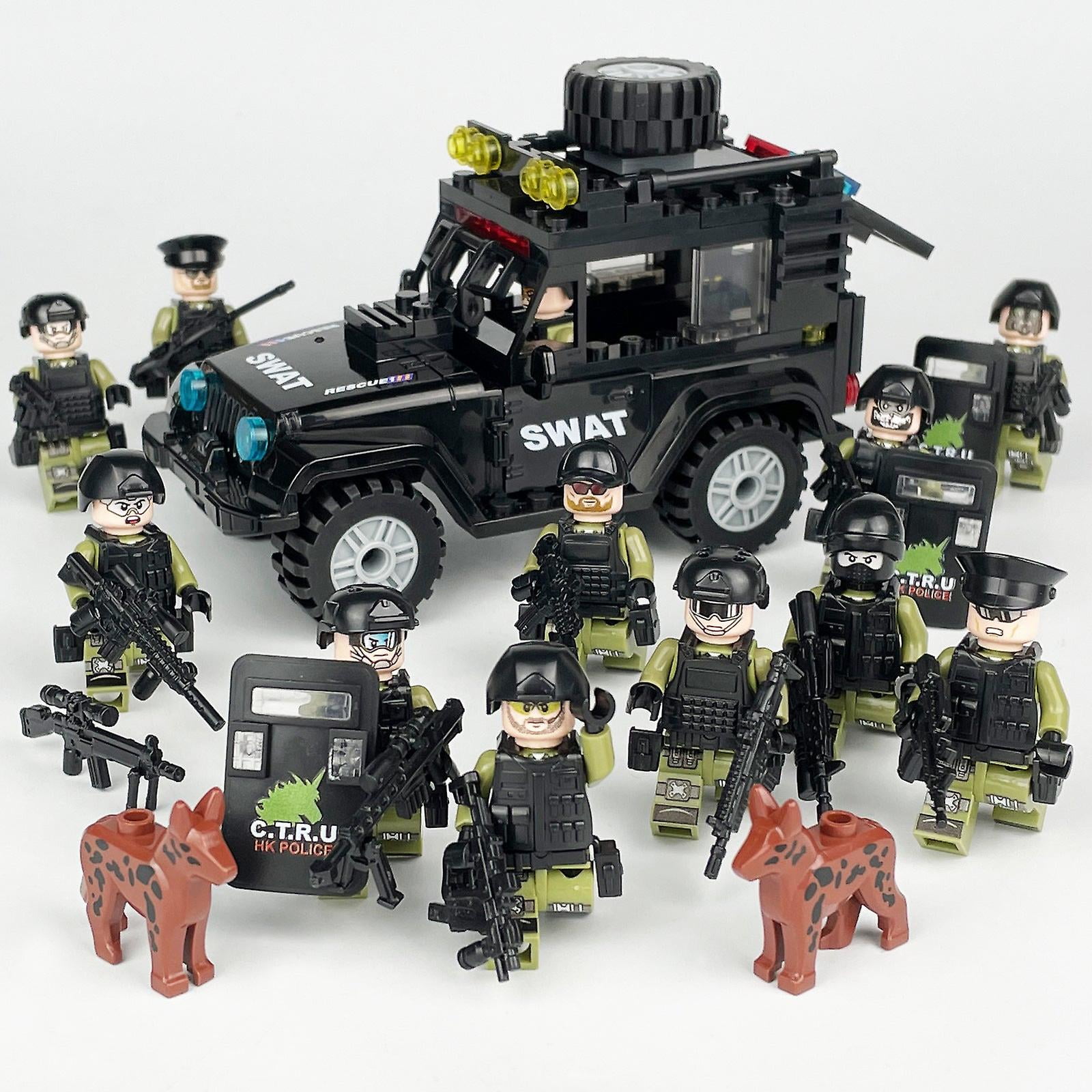 L 39 Black Police Car Small Particles Mud Yellow Jeep Off Road Vehicle Kids Building Blocks Action Figure Zjkdgjkj Other