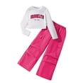 thumbnail image 6 of Auroural girls clothes sets 14-16 Children's Youth Casual Versatile Letter Printed Long Sleeved Top And Work Pants Two-piece Set For Kids, 6 of 8