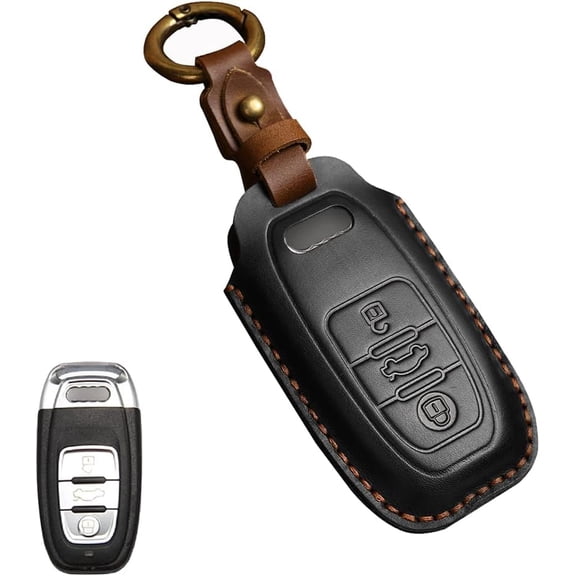 Handmade Leather Key Fob Cover Fit for Audi A3, A4, A5, A6, A7, S5, S7, Q5, RS Smart Remote Case Protector Shell