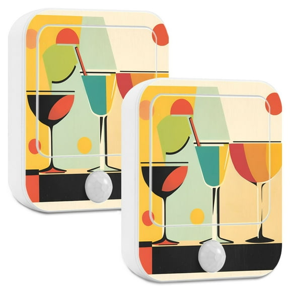 Yayeee 2-Pack Plug in LED Night Lights with Light Sensors Motion Detectors, Modern Glass