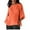 Orange, variant on POTETI Shirts for Women Graphic Winter Casual Linen Shirt 3/4 Sleeve Round Neck Oversized Pocket T-shirt Loose Casual Shirt Lightweight Orange Blouse for Juniors