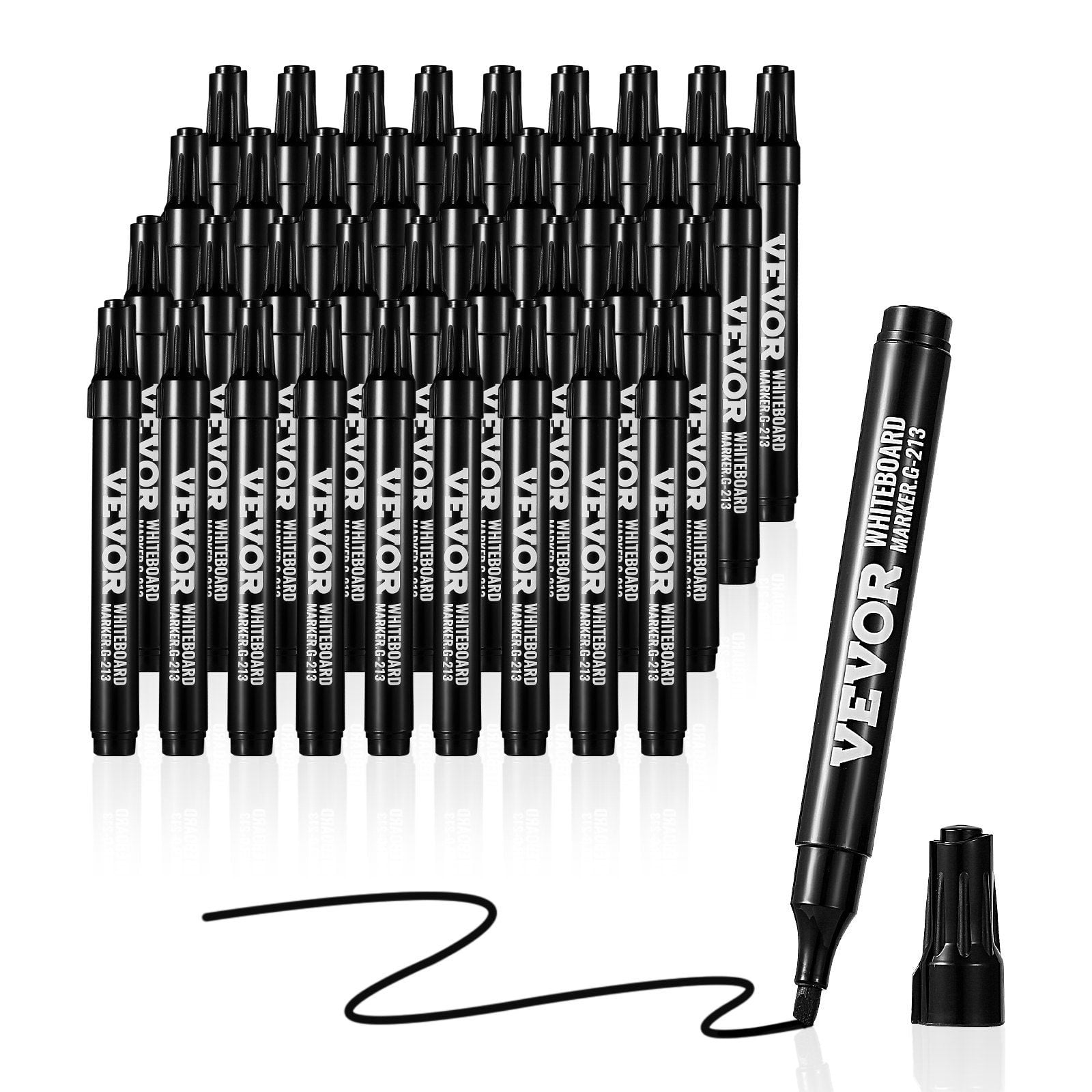 Premium Dry Erase Markers - 36-Pack Black Chisel Tip Whiteboard Markers, Low Odor Non-Toxic, Bulk Classroom Supplies, Long-Lasting Ink