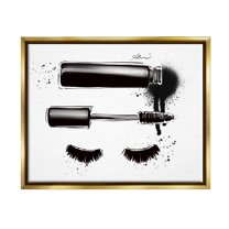 Stupell Industries Glam Mascara Lashes Makeup Graphic Art Metallic Gold Floating Framed Canvas Print Wall Art, Design by Alison Petrie