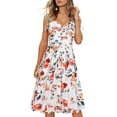 thumbnail image 3 of Femmes Casual Print Fleur Tempérament Été Sans Manches Camisole V-Cou Robe, 3 of 3