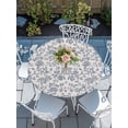 thumbnail image 6 of Farmhouse Blue Floral Round Fitted Tablecloth with Elastic Edge, Waterproof Table Cloth Table Cover for 55"-60" Tables, Vintage Botanical Leaves Burlap Tablecloths for Dining Picnic Indoor Outdoor, 6 of 9