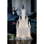 21" Clear and Gold Glitter Large Castle LED Lighted Table Decor