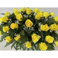 thumbnail image 2 of Door and Decor 20” Artificial Yellow Rose Cemetery Saddle Headstone Bouquet (2 Count), 2 of 5
