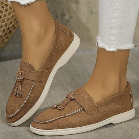 KAQ shoes Women s Round Toe Flat Loafers Comfort Slip On Moccasins Lightweight Driving Penny Loafers Casual Dress Walking Shoe