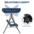 thumbnail image 2 of 3-Seat Patio Swing Chair, Outdoor Porch Hanging Chairs with Adjustable Canopy and Armrests, Breathable Textilene Fabric Seat & Backrest, Swing Bench for Garden, Poolside, Backyard , Black, 2 of 7