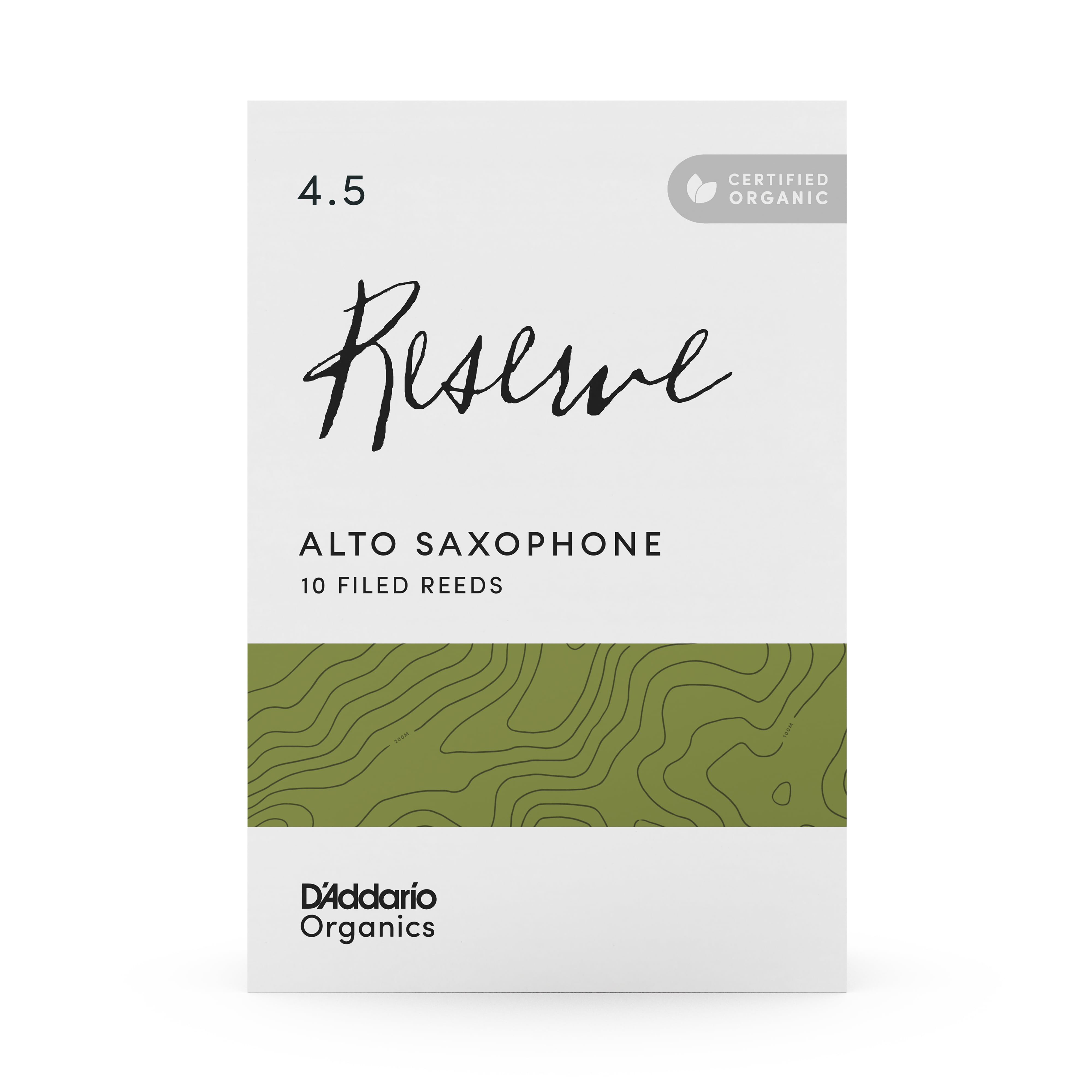 D'Addario Organic Reserve Alto Saxophone Reeds, Strength 4.5, 10-pack