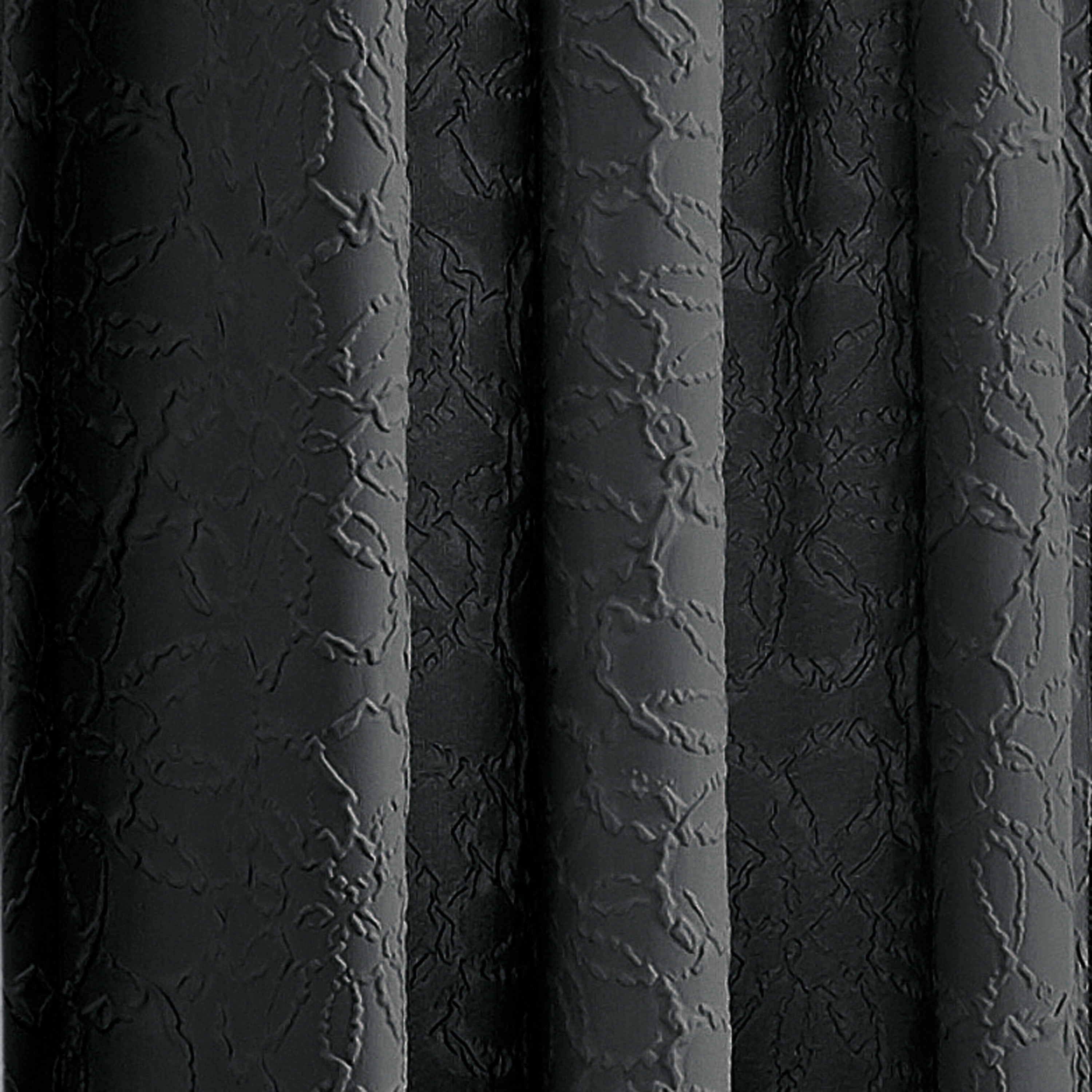 Mainstays Microsculpt Floral Rod Pocket Curtain Pair, Set of 2, Black, 37 in x 95 in