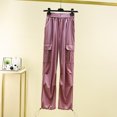 thumbnail image 2 of MIUOWANP Women's High Waist Pants with Pockets Solid Color Casual Tie Feet Work Pants Size XXL(12)Purple, 2 of 3