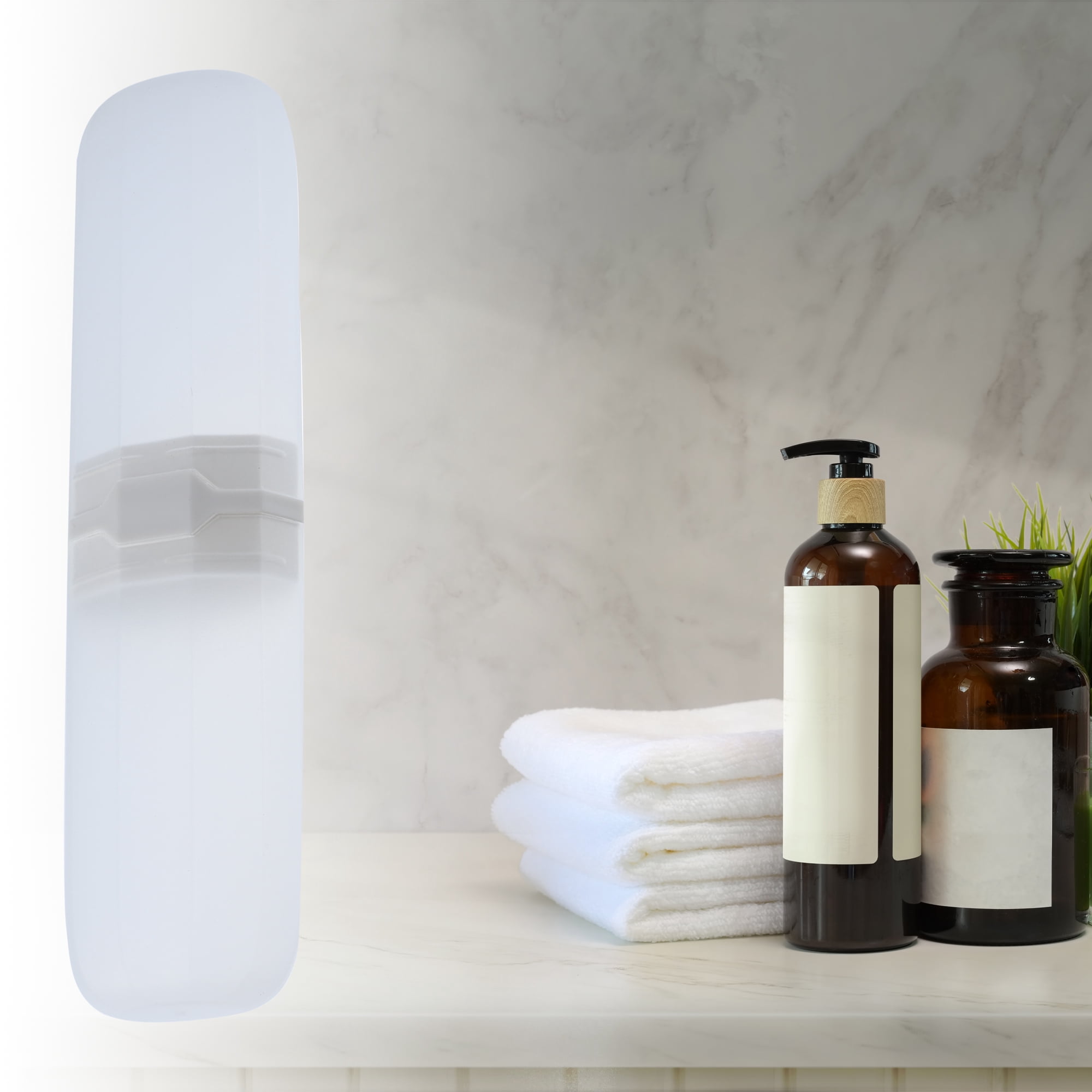 Unique Bargains Toothbrush Case Traveling Toothbrush Holder Case Plastic Clear 7.87"x2.17"
