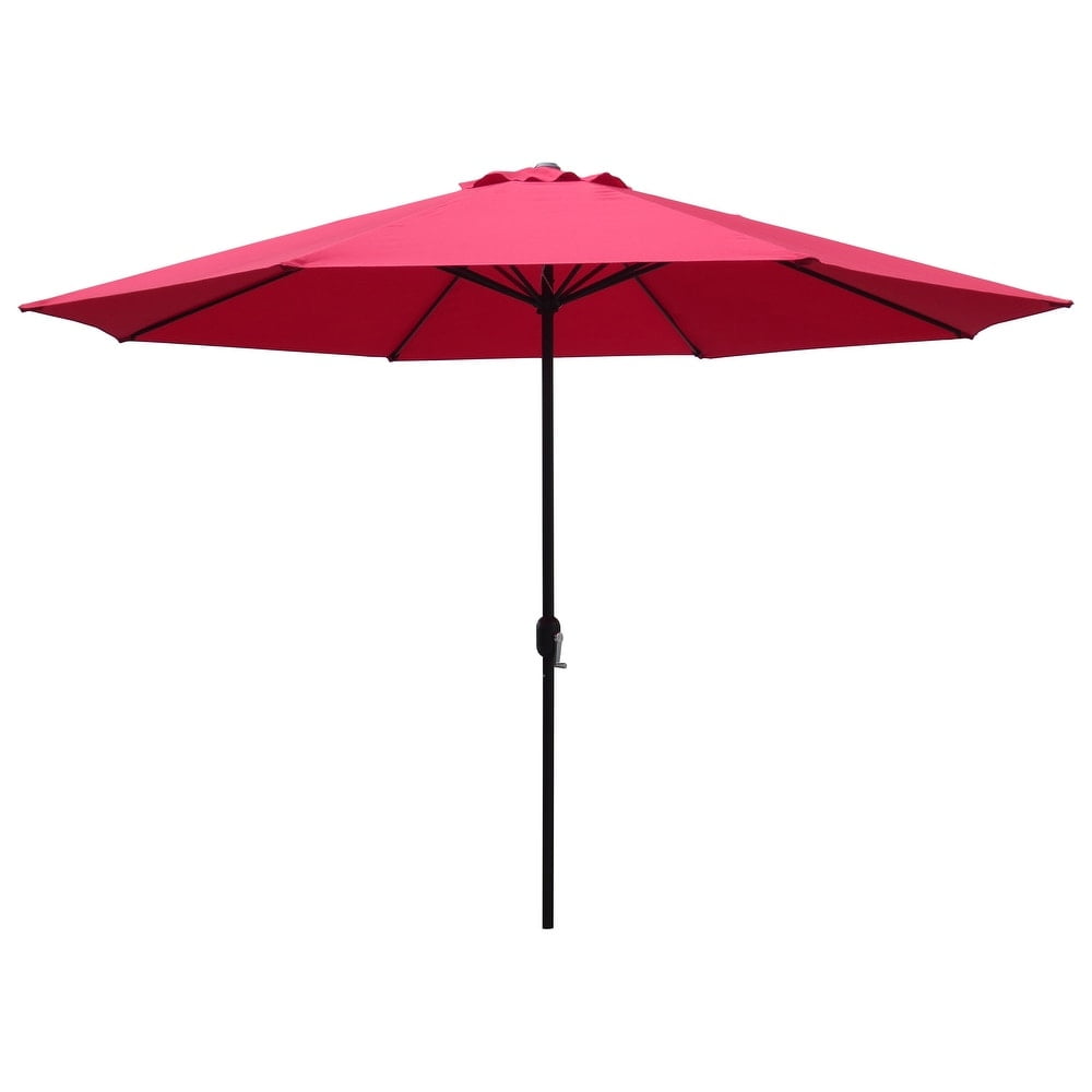 Abble 11FT Outdoor Patio Umbrella with Crank Handle, Market Umbrella with 8 Sturdy Umbrella Ribs, Waterproof for Garden Deck Backyard Pool, Red