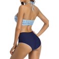 thumbnail image 2 of Mujer Traje de baño de Dos Piezas Rayas de Impresión Dark Blue-floral CH Dark Blue-floral CH Xishao ropa, 2 of 2