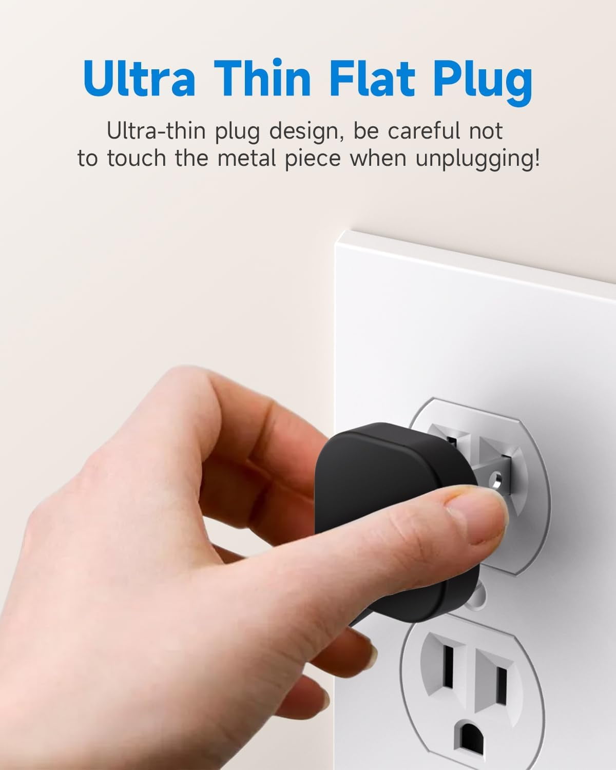 Flat Plug Short Extension Cord 1Ft Low Profile Adapter 3 Prong Indoor Small Grounded Power Cable Outlet Saver 16AWG 13A 1625W Black 2 Pack