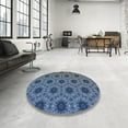 thumbnail image 4 of Ahgly Company Machine Washable Indoor Square Transitional Lapis Blue Area Rugs, 4' Square, 4 of 7